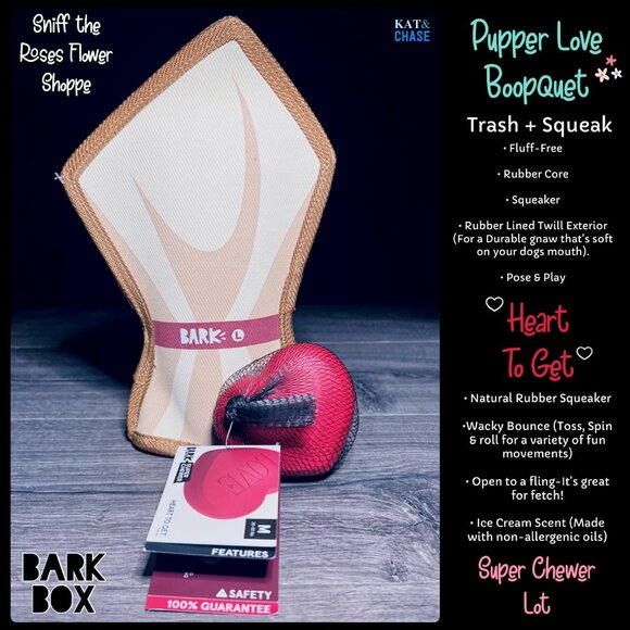 Pupper Love Barkbox M/L Flower Boopquet & Heart to Get Super Chewer Flower Large - Picture 3 of 12